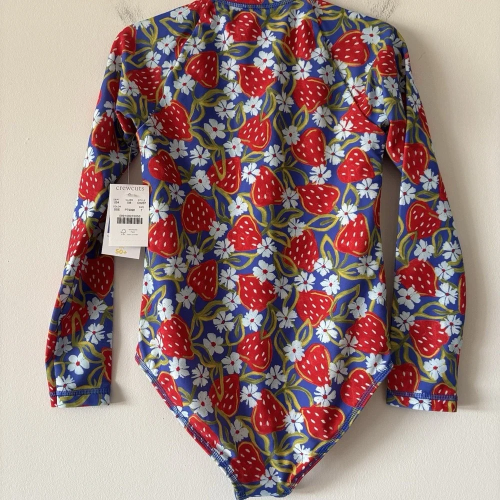 J Crew Crewcuts Girls Zip-Up Rash Guard UPF 50+ Swimsuits Sz 7 LOT OF 2~ NWT